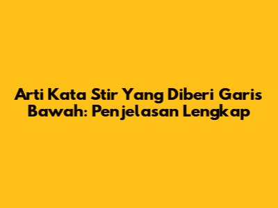 Arti Kata 'Stir' Yang Diberi Garis Bawah: Penjelasan Lengkap