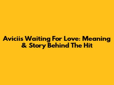 Avicii's 'Waiting For Love': Meaning & Story Behind The Hit