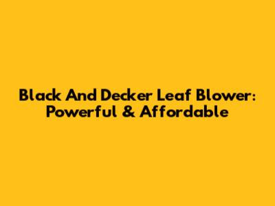 Black And Decker Leaf Blower: Powerful & Affordable