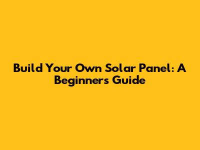 Build Your Own Solar Panel: A Beginner's Guide