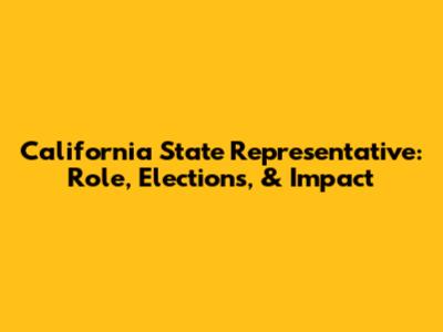 California State Representative: Role, Elections, & Impact