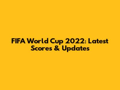 FIFA World Cup 2022: Latest Scores & Updates