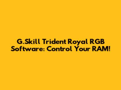 G.Skill Trident Royal RGB Software: Control Your RAM!