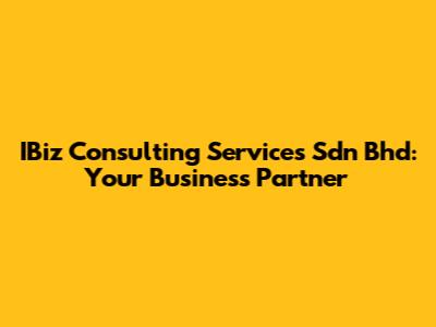 IBiz Consulting Services Sdn Bhd: Your Business Partner