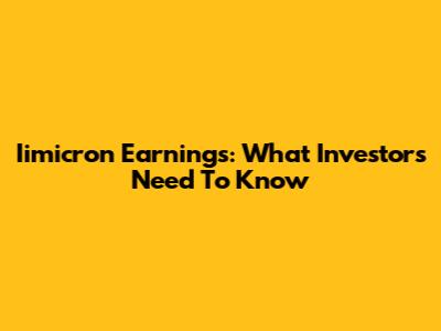 Iimicron Earnings: What Investors Need To Know
