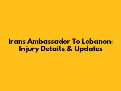 Iran's Ambassador To Lebanon: Injury Details & Updates
