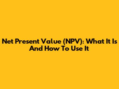 Net Present Value (NPV): What It Is And How To Use It