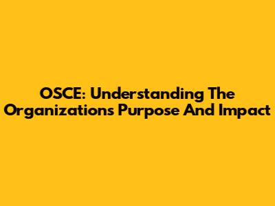 OSCE: Understanding The Organization's Purpose And Impact