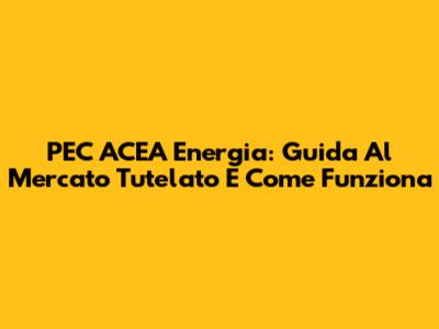 PEC ACEA Energia: Guida Al Mercato Tutelato E Come Funziona