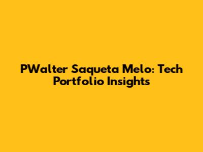 PWalter Saqueta Melo: Tech Portfolio Insights