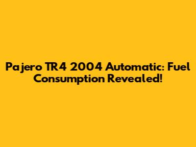 Pajero TR4 2004 Automatic: Fuel Consumption Revealed!