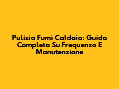 Pulizia Fumi Caldaia: Guida Completa Su Frequenza E Manutenzione