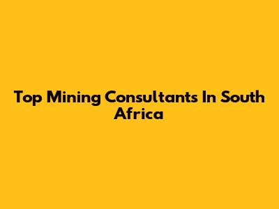 Top Mining Consultants In South Africa