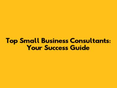 Top Small Business Consultants: Your Success Guide