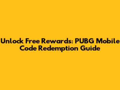 Unlock Free Rewards: PUBG Mobile Code Redemption Guide