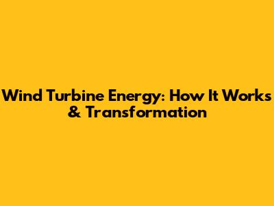 Wind Turbine Energy: How It Works & Transformation