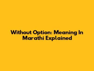 Without Option: Meaning In Marathi Explained